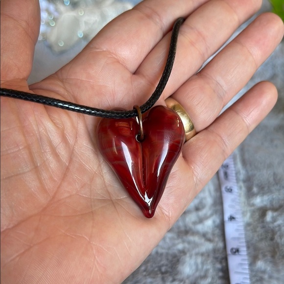 Red and Black Geometric Necklace with Pendant - Picture 5 of 6